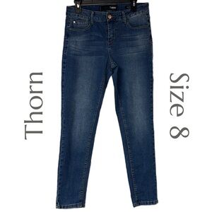 THORN - Blue Denim Jeans - Stretch Mid‑Rise Classic Fit - Size 8